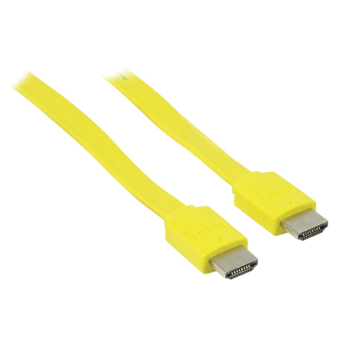 Valueline Plochý kabel HDMI VLMP34010Y2.00 žlutý / Kabel / HDMI 1.4 / 3D/4K / 2 m (2 m) (VLMP34010Y2.00)