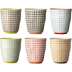 Bloomingville Carla Becher, Steingut 6er, Ø 8,5xH9,5 cm, 6 verschiedene Farben