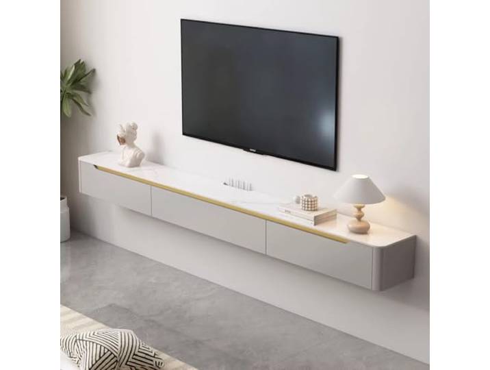 tv schrank Schwebender TV-Ständer mit an der Wand montierter Medienkonsole Mit Türen Entertainment-Center for Wohnzimmer
