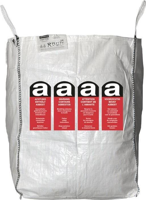 Asup Transportzak met Asbest-bedrukking, B: 90 cm, D: 90 cm, H: 110 cm, Draagvermogen: 1000 kg