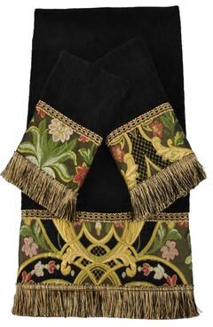 Austin Horn Classics Gustone Black Luxury Embellished 3-piece Towel Set
