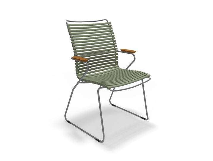 HOUE - CLICK Outdoor Dining Armlehnstuhl mit hoher Lehne, olivgrün