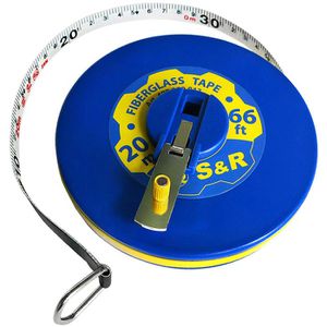 S&R Maßband 422.920.013, 20m Glasfaserband, mit Kurbel & Nagelöse