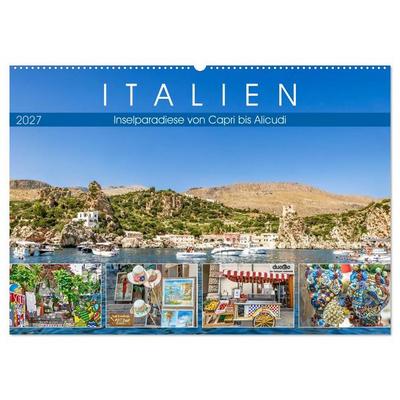Italien - Inselparadiese von Capri bis Alicudi (Wandkalender 2027 DIN A2 quer), CALVENDO Monatskalender