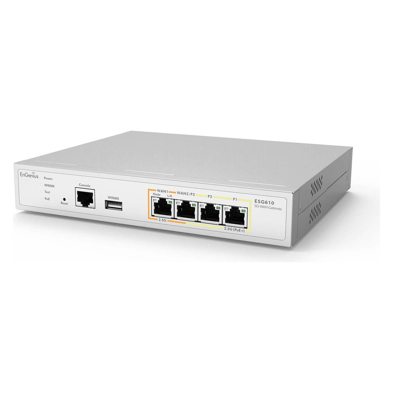 EnGenius Cloud Managed SD-WAN Security Gateway with Quad Core 2.2GHz and 4x 2.5G ports. ESG610 (ESG610)