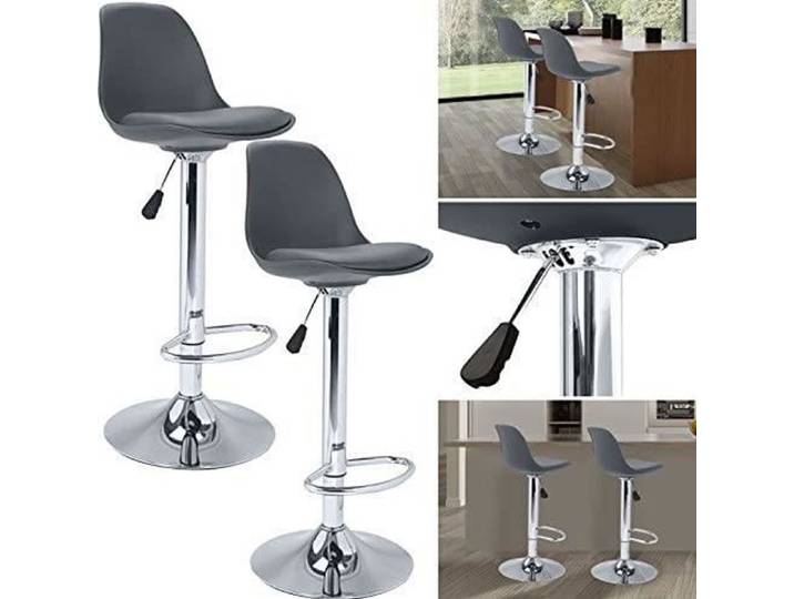 Lot de 2 Tabourets de Bar - Bien Rembourrage - Design Contemporain - Gris
