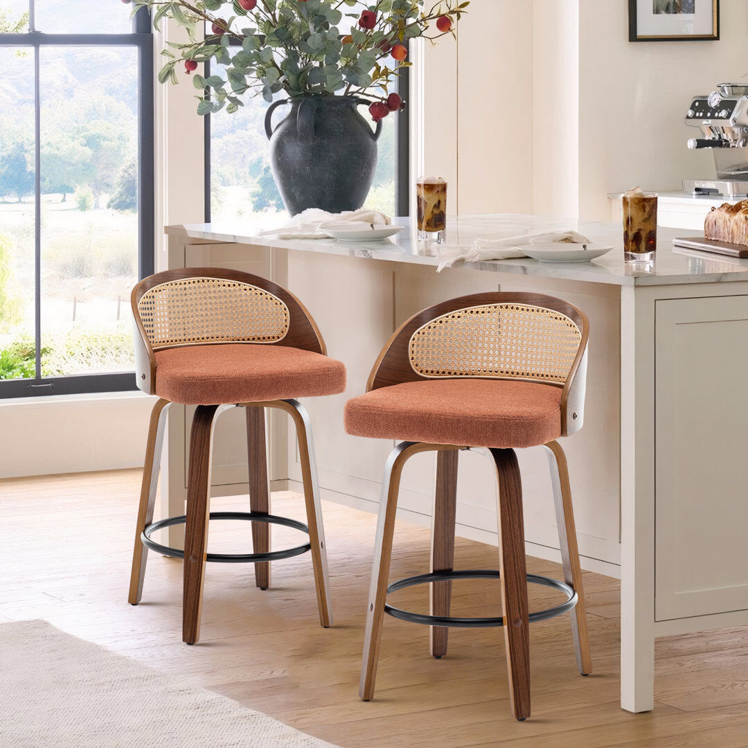 Blue Elephant Leeana Swivel Bar Stool Orange Counter Stool (63.5cm Seat Height)