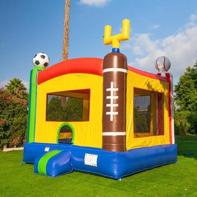 HeroKiddo 13 ft x 13 ft Sports Arena Theme Bounce House Inflatable Jumper with Basketball Hoop