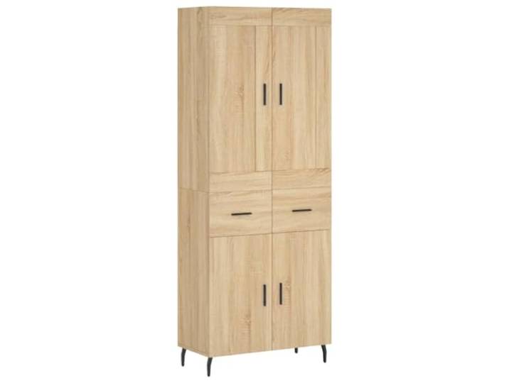 HGFDVCMR Highboard Sonoma-Eiche 69,5x34x180 cm Holzwerkstoff Schrank Elegantes 2-teiliges Set fuer Wohnzimmer und Flur: Stabil konstruiert mit Metallfuessen und viel verdecktem Stauraum.