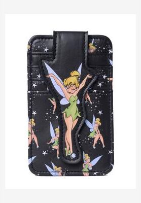 Women's Disney Tinker Bell Card Holder Wallet All-Over Print Snap Closure Black by Disney in Black (Size ONE SIZE)