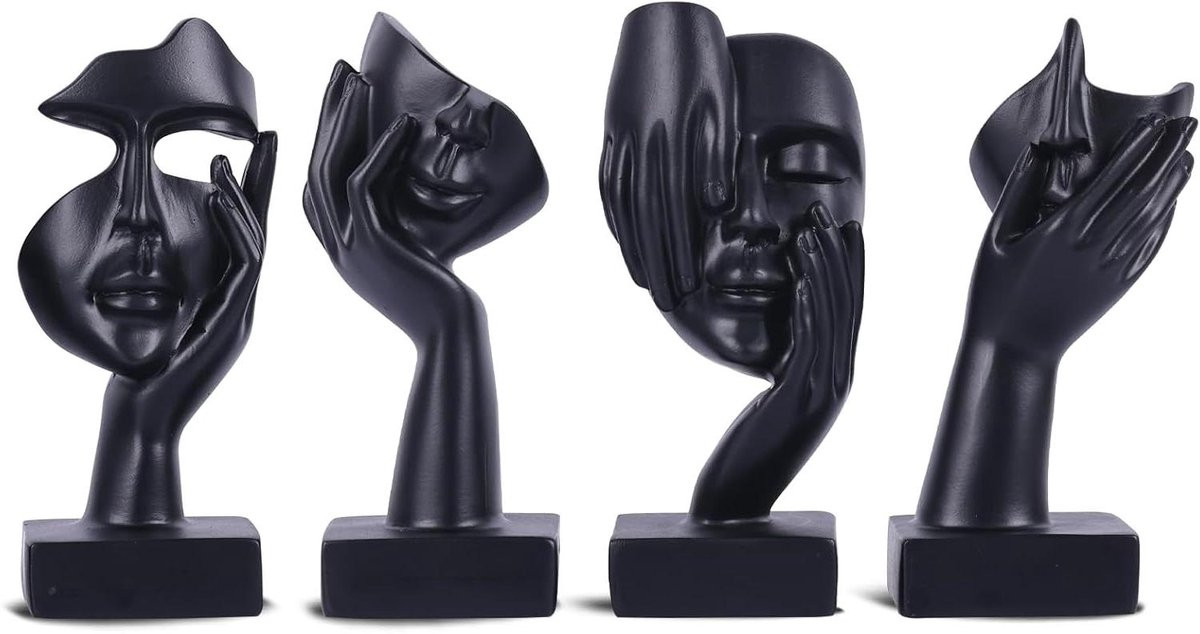 CSGoods Set van 4 Abstracte Denker Beeldjes voor Decoratie van de Slaapkamer