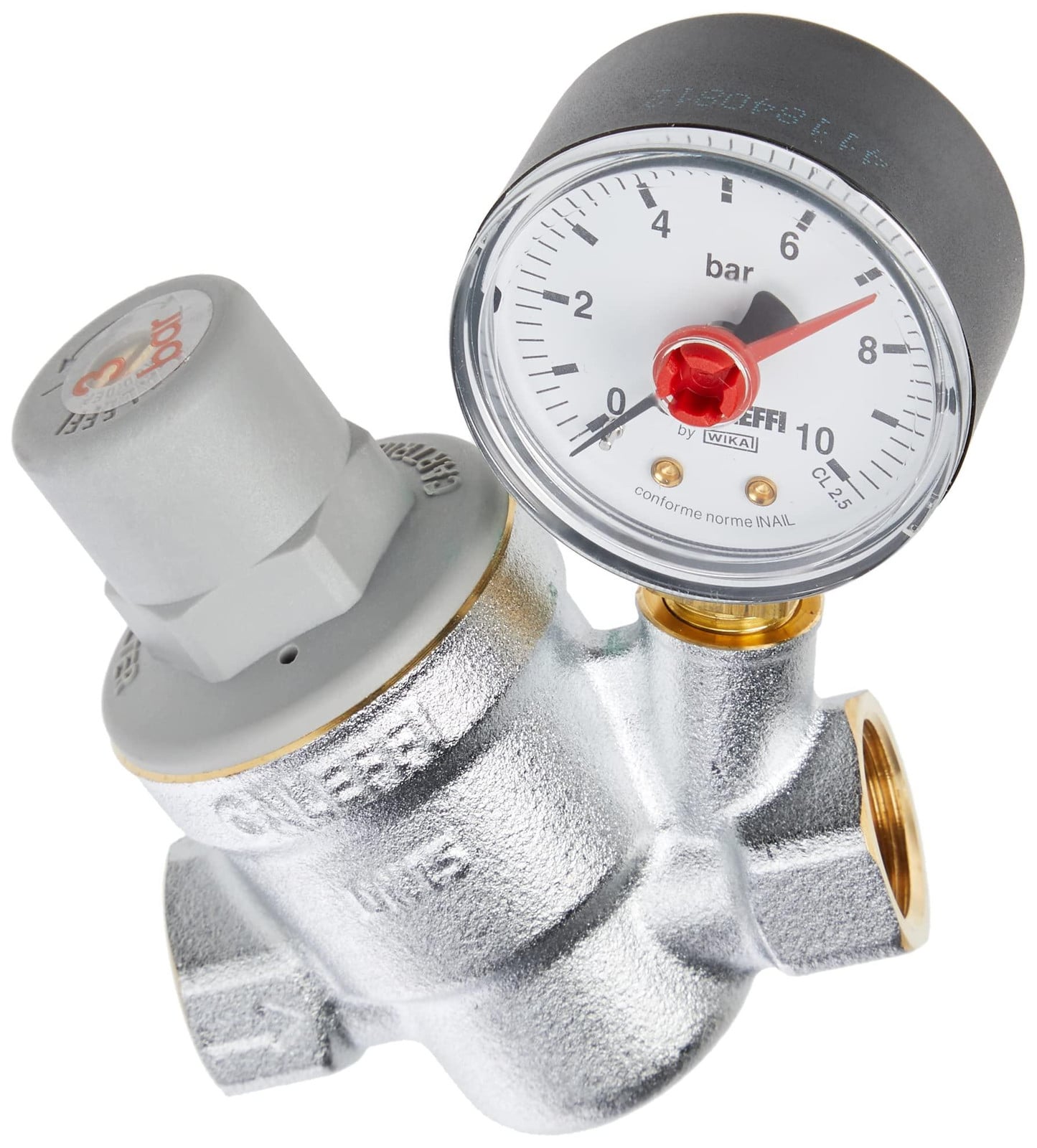 Dripio Drukverlager 1/2 inch met manometer, chroom