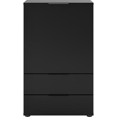 Kommode FMD "Dark", schwarz, B:49,7cm H:81,3cm T:31,7cm, Sideboards, Kommode, mit 2 Schubladen und verstellbarem Einlegeboden, Breite ca. 50 cm