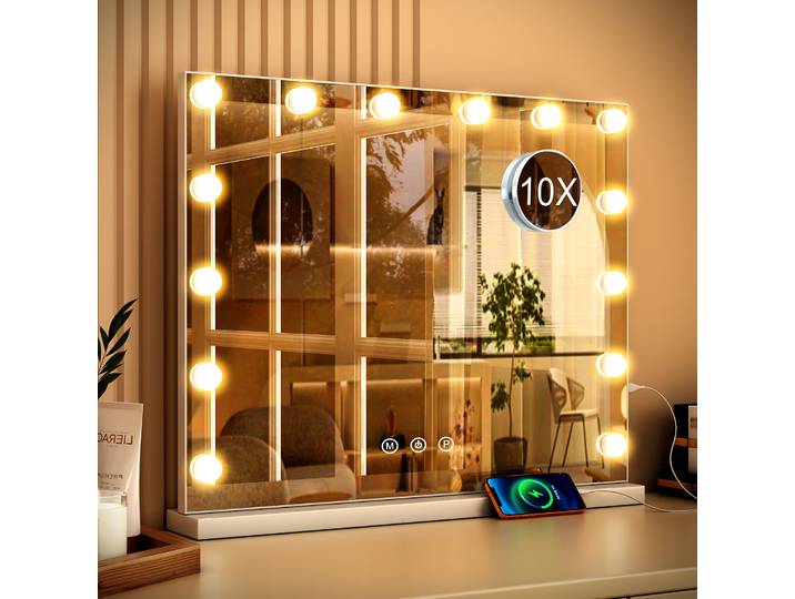 Miroir de maquillage Hollywood LED avec 10 lumières, 3 couleurs réglables, commande tactile, pour table de maquillage, chambre à coucher, décoration beauté