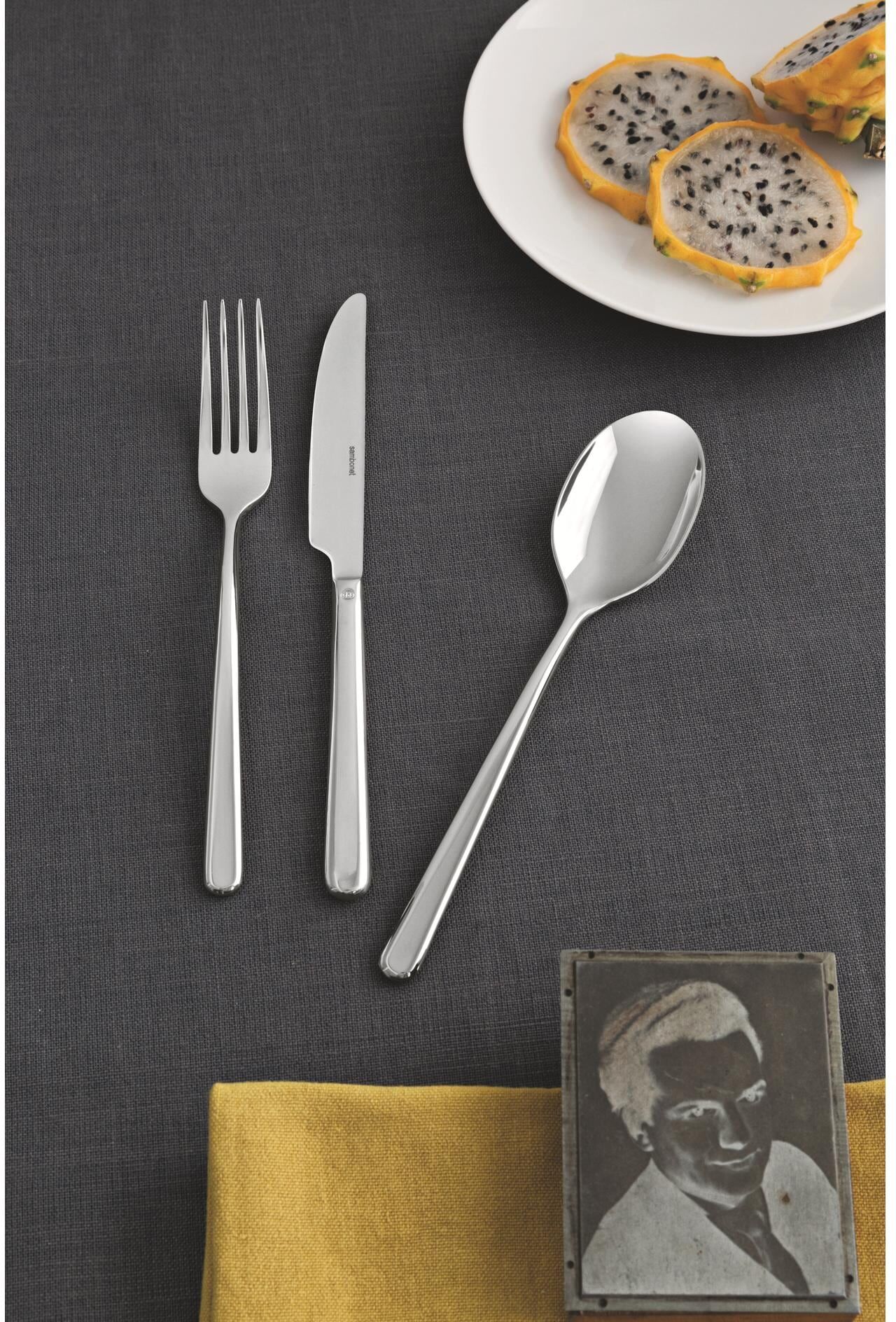 Besteck-Set SAMBONET "Linear Inox", silber (silberfarben), 24 Stk., Edelstahl 18/10, Essbesteck-Sets, Besteck-Set silberfarben 24 Stk.