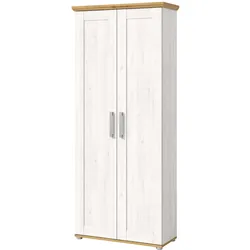 GARDEROBENSCHRANK weiß Lärche 80 x 196 cm, Flurschrank im Landhaus-Stil