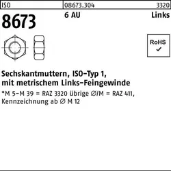 Sechskantmutter ISO 8673 links M22x 1,5 6 Automatenstahl 25 Stück