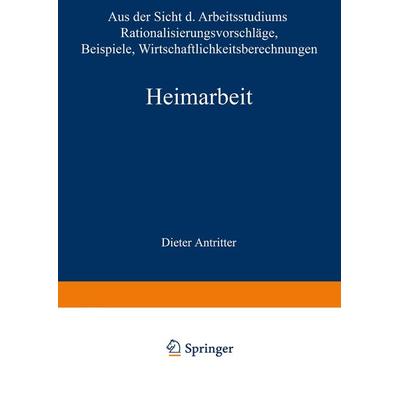 Heimarbeit, Taschenbuch von Dieter Antritter, VS Verlag für Sozialwissenschaften, 978-3-663-03149-9