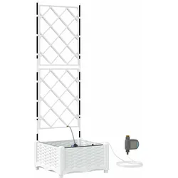 Helloshop26 - Moderner Gartenpflanzkasten mit Bewässerungssystem 40 x 40 x 126 cm weißer Stahl
