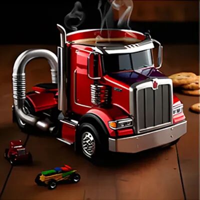 Multicon Wholesale Hub Handcrafted Semi Truck Shaped Coffee Mug, Durable Coffee Cup For Truckers, Ideal Gift For Men And Women red