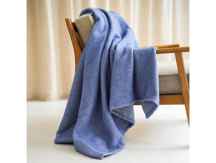 Plaid coton et mérinos - bleu 120x170 cm