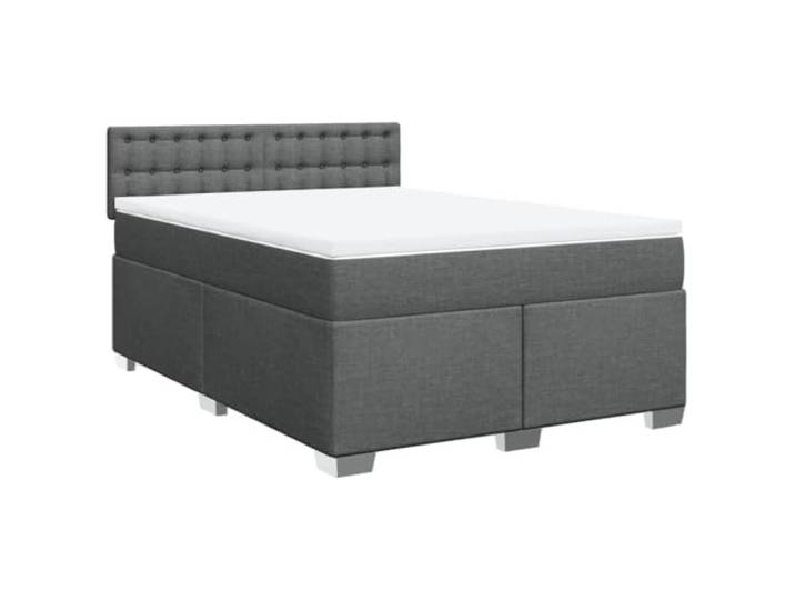 vidaXL Boxspringbett mit Matratze Dunkelgrau 140x200 cm Stoff