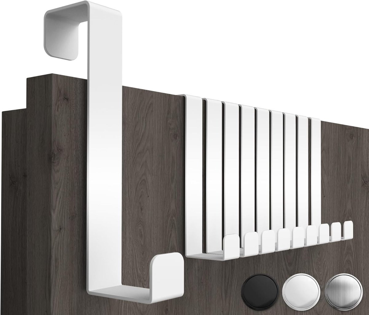 Set van 10 witte deurkapstokken zonder boren voor de gang, slaapkamer, badkamer of keuken