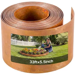 VEVOR Rasenkante Kohlenstoffstahl, 10 m x 14 cm Beeteinfassung inkl. Handschuhen, Metall Gartenpalisade, Mähkante, Beetumrandung zur Gartengestaltung, Beetbegrenzung für Blumenbeete & Gartenwege