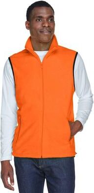 Harriton M985 Fleece Full-Zip Vest in Safety Orange size Small