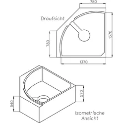Neuesbad Wannenträger für Duscholux Malaga Trend 441 140x140 mit Ablage Fünfeck SW13391A