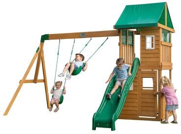 Backyard Discovery Fall River Nordic Spruce Swing Set, Clubhouse