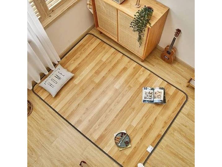 Beheizter Teppich unter dem Teppich, 12-Stunden-Timer und wasserdicht Fußheizkissen, Decke, Bodenheizung, elektrische Matte mit Thermostat(100x200cm)