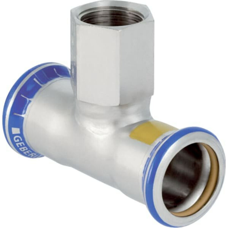Geberit Gas-T-Stück Mapress d 18xRp 3/4, f Nat u Fl.-Gas, Edelstahl (34054)