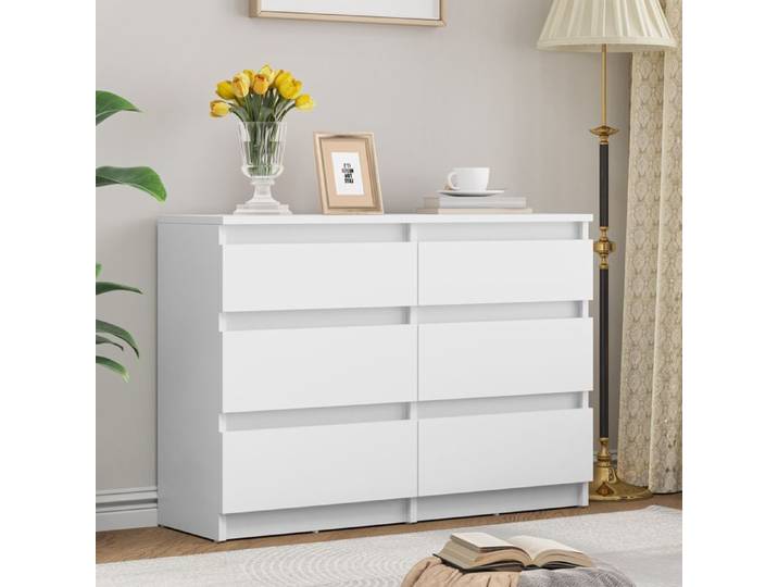 YITAHOME Commode Blanc 100x30x70cm - 6 Tiroirs - Meuble de Rangement Moderne - Montage Facile