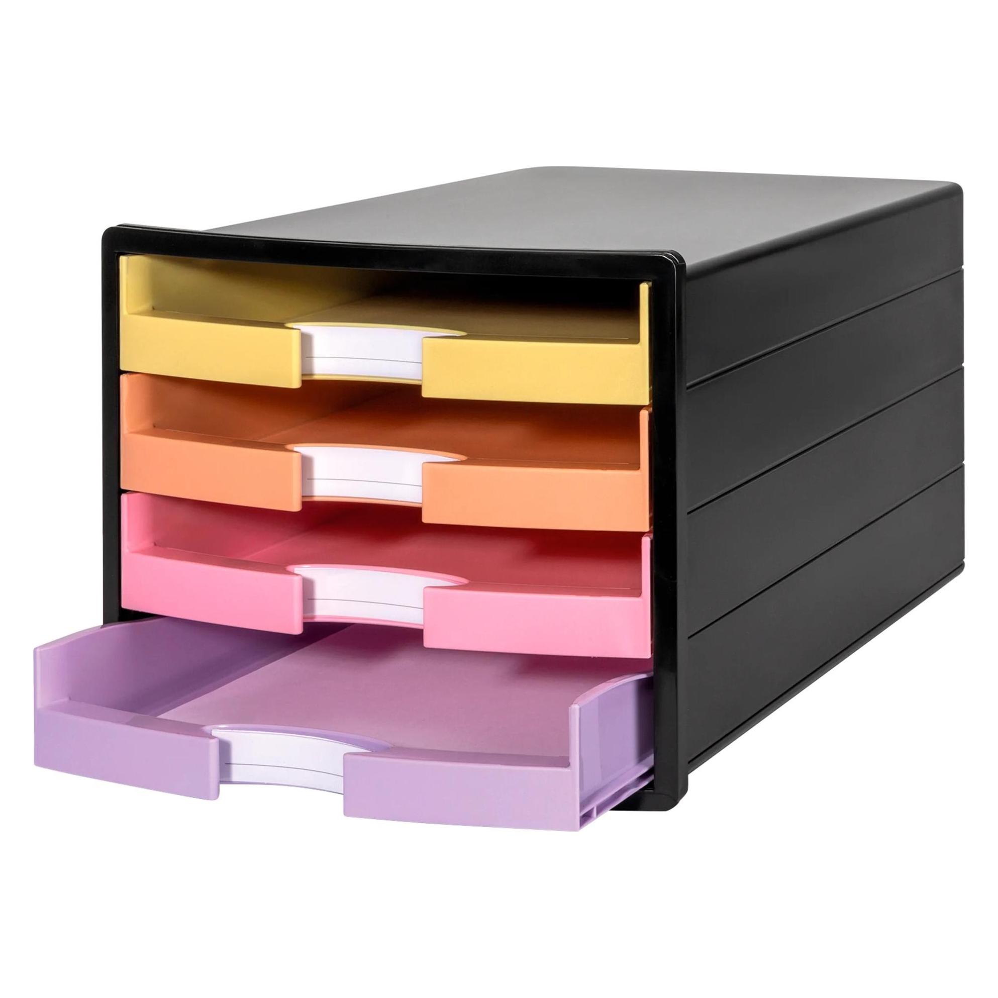 Han Schubladenbox IMPULS schwarz/pastell 1013-139, DIN A4, DIN C4 mit 4 Schubladen (A4, C4) (1013-139)