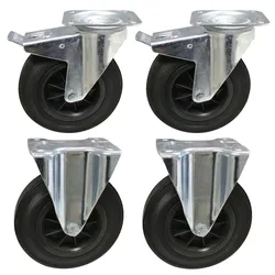 PROREGAL Set 2x Bockrollen + 2x gebremste Lenkrollen | Ø20cm | Traglast 205kg | verzinkt