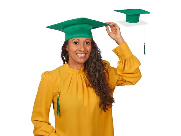Relaxdays afstudeerhoed met kwastje, set van 2, diploma-uitreiking, eindexamen, bachelor & master, geslaagdhoed, groen