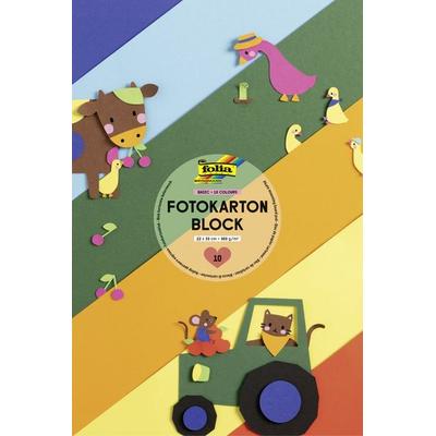 Folia Fotokartonblock, 22x33cm 10 Blatt, farbig sortiert