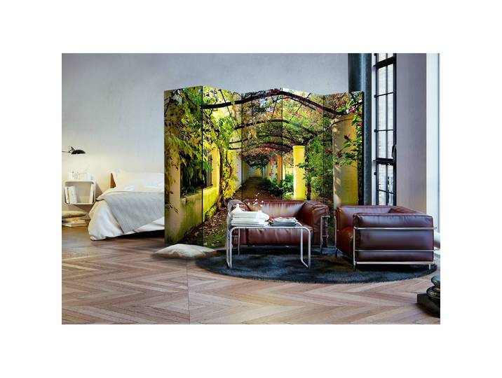 Paravent Romantic Garden Polaire Vert 225 x 172 x 3cm 5 éléments