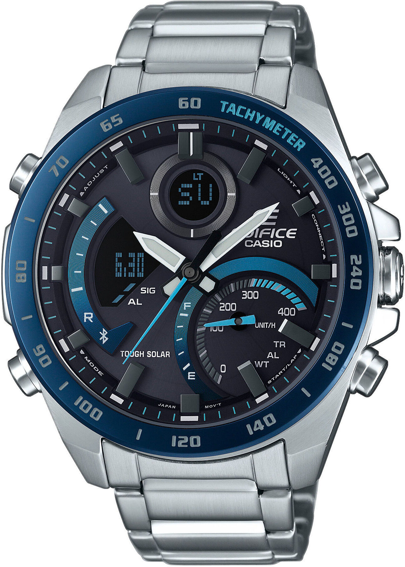 Smartwatch CASIO EDIFICE "ECB-900DB", silber (dunkelblau, silberfarben, silberfarben), Smartwatches, Herren, Smartwatch, Solaruhr, Armbanduhr, Herrenuhr, Android, iOS, Edelstahlarmband