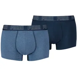 PUMA Herren Boxershorts, 2er Pack -  Everyday Trunks 2P, Cotton Stretch, einfarbig Blau / M