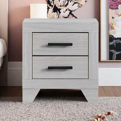 ZWYO HOSIMU "21"" Wood Nightstand with 2-Dovetail Drawers and Laminate Finish and Metal Handles, Modern Side Table for Bedroom"
