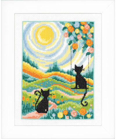 Stickbild "2 Katzen", 14 x 18 cm