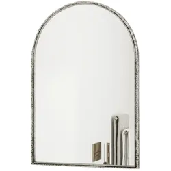 OKWISH Wandspiegel Bogendesign Silber 91x61x3 cm aus temperiertem Glas mit Eisenrahmen, shatterproof, zum Hängen oder Aufstellen