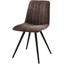 Esszimmerstuhl Velstik 4er-Set, Samtbezug, modern, Braun, bequeme Sitzschale, Metallgestell