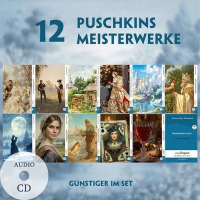 12 Puschkins Meisterwerke (12 Bücher + Audio-CDs) - Frank-Lesemethode - Kommentierte zweisprachige Ausgabe Russisch-Deutsch, Set von Alexander