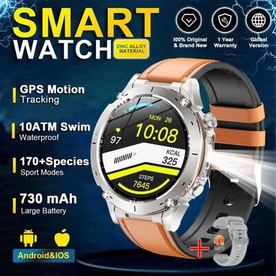 Uplifted Finds "Genuine Stratos 4 GPS Smartwatch   1.43"" AMOLED HD Display   Executive Compass & Barometric Altimeter Suite brown Leather"