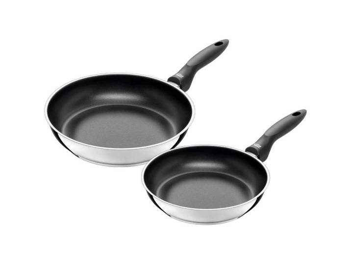 Pfannenset 2--teilig. Set Metall, Edelstahlfarben