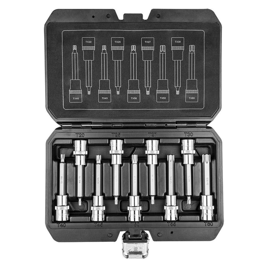 Neo Torx-Steckschlüsselsatz 1/2 "T20-T60 Länge 9 Stück (08-708) (1/2") (08-708)