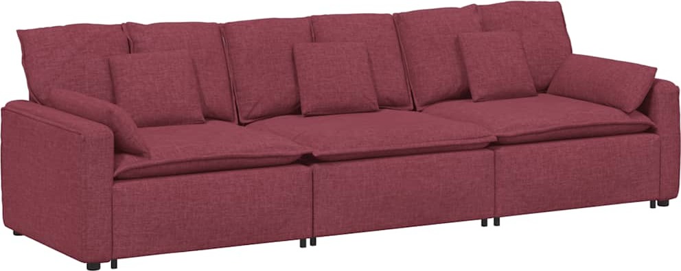 Modulares Sofa mit Kissen Weinrot